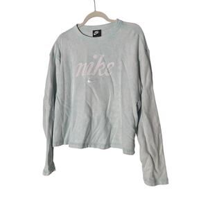Nike Cropped Sweatshirt Sz 2x Bluish Tie Dye Emboidered Swish Logo